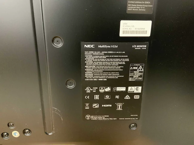 Nec (v554) 55”, 1920x1080 (fhd) lcd monitor - afbeelding 5 van  7