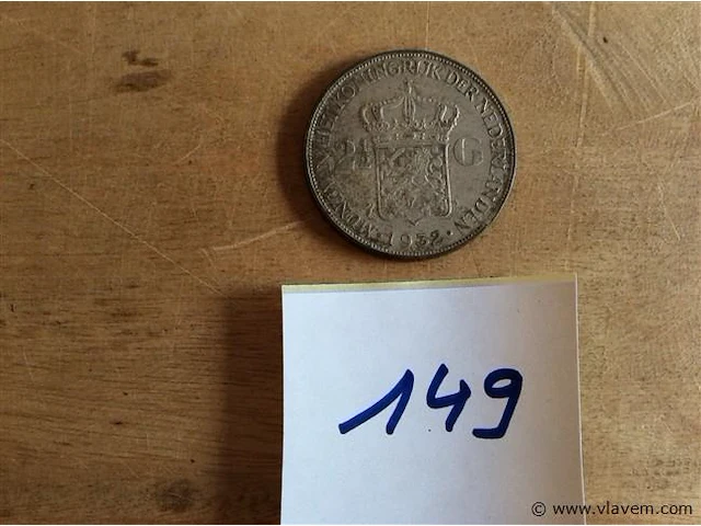 Nederlandse munt 2,5 gulden 1932 - afbeelding 1 van  2
