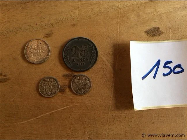 Nederlandse munten 4stuks 1939-1943 - afbeelding 1 van  2