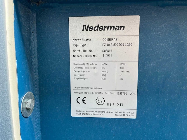 Nederman - nfpz3000 4 hj st1 - filterafzuiginstallatie - 2014 - afbeelding 2 van  23