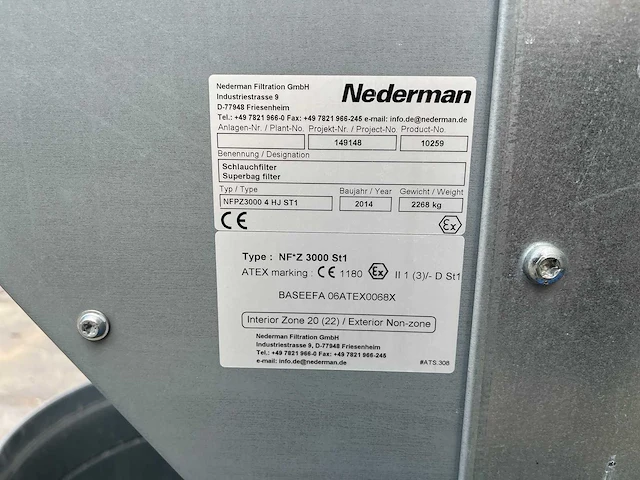 Nederman - nfpz3000 4 hj st1 - filterafzuiginstallatie - 2014 - afbeelding 23 van  23