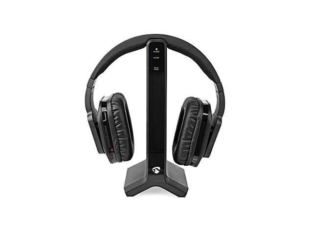 Nedis draadloze tv-koptelefoon rf over-ear digitale audio laadstation zwart - afbeelding 1 van  5