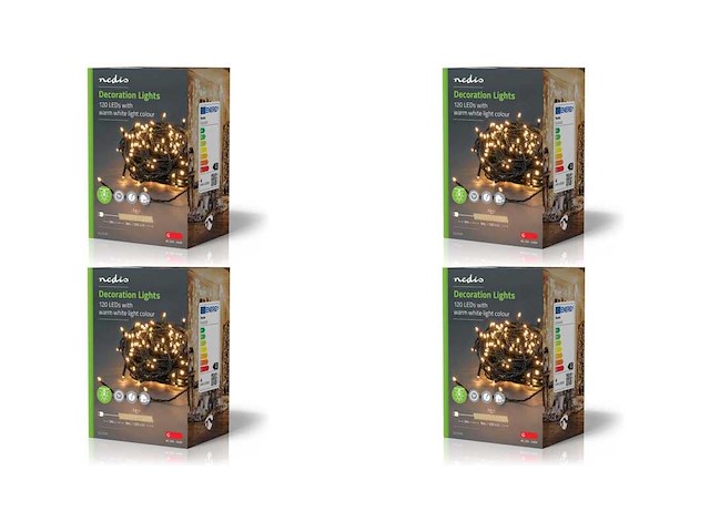 Nedis kerstverlichting - koord - 120 led's - warm wit - 9.00 m - licht effecten: 7 - binnen & buiten - netvoeding - afbeelding 1 van  2