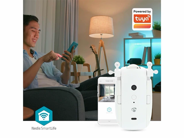 Nedis smartlife gordijnrobot i rail / u railgordijnen batterij gevoed / usb gevoed 4000 mah bluetooth wit - afbeelding 4 van  5