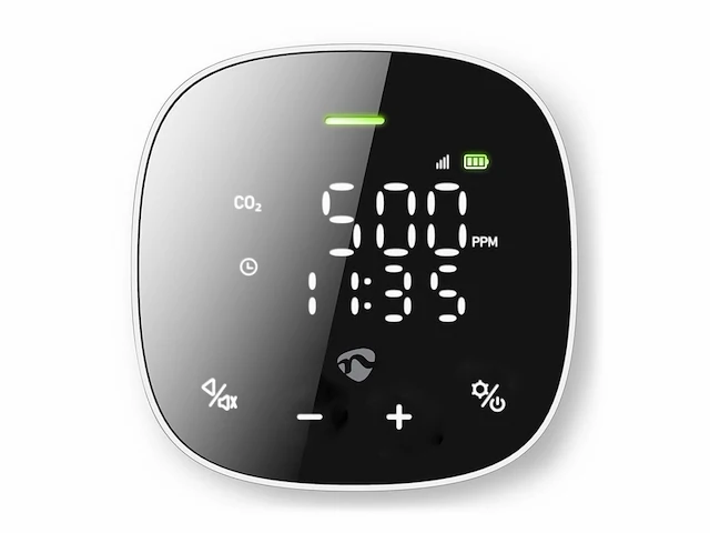 Nedis smartlife luchtkwaliteitsmonitor wifi inclusief display koolstofdioxide (co2) temperatuur vochtigheid android ios wit zwart - afbeelding 1 van  4
