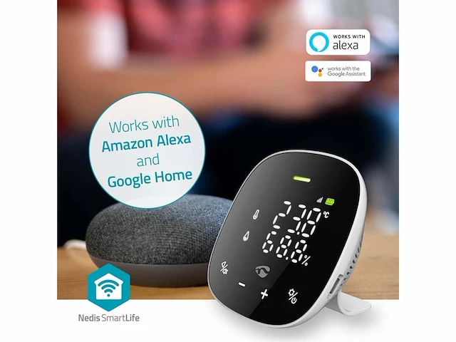 Nedis smartlife luchtkwaliteitsmonitor wifi inclusief display koolstofdioxide (co2) temperatuur vochtigheid android ios wit zwart - afbeelding 4 van  4