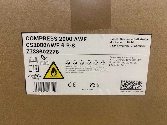 Nefit - bosch - compress 2000 awf monobloc 6 kw - warmtepomp - afbeelding 2 van  3