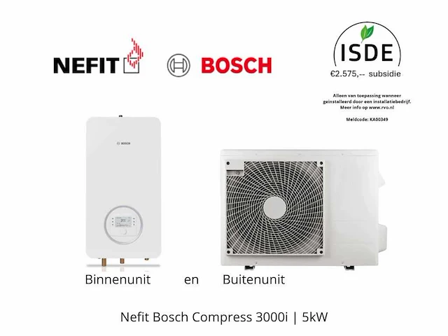 Nefit - bosch - enviline a/w split 5.0 b-s warmtepomp (binnen en buitenunit) - afbeelding 1 van  13