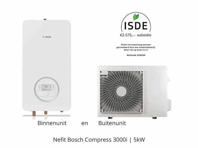 Nefit - bosch - enviline a/w split 5.0 b-s warmtepomp (binnen en buitenunit) - afbeelding 5 van  13