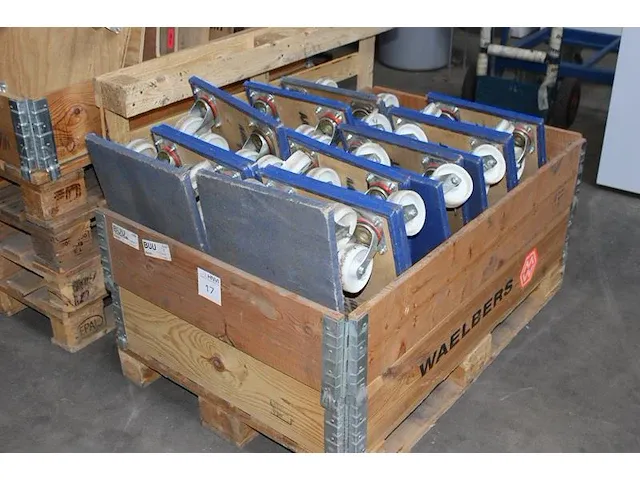 Negentien transporthondjes in palletbox. - afbeelding 1 van  2