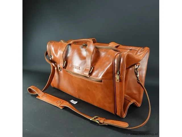 Negotia alpha luxe leren duffel bag. weekendtas, reistas, handbagage. top-grain leer- bruin (nr.8008) - afbeelding 1 van  5