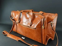 Negotia alpha luxe leren duffel bag. weekendtas, reistas, handbagage. top-grain leer- bruin (nr.8008) - afbeelding 1 van  5
