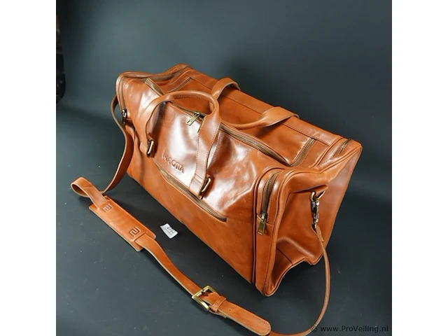 Negotia alpha luxe leren duffel bag. weekendtas, reistas, handbagage. top-grain leer- bruin (nr.8008) - afbeelding 2 van  5