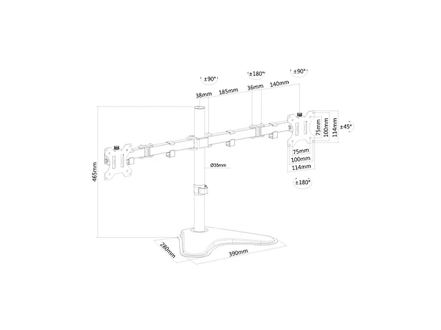 Neomounts newstar flatscreen bureausteun zwart - afbeelding 3 van  3