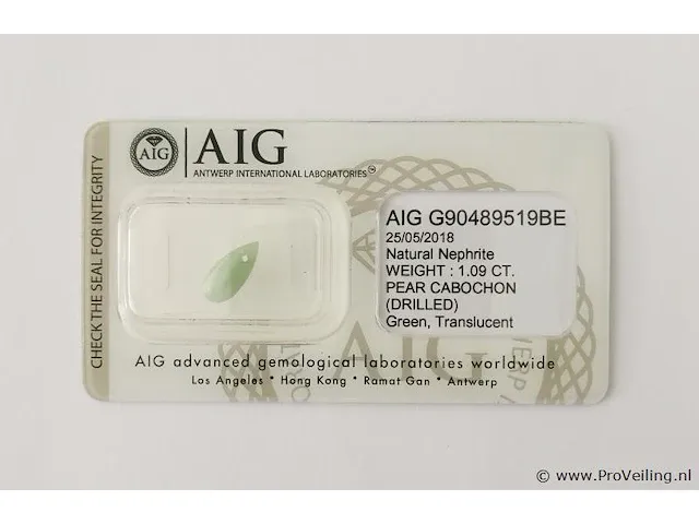 Nephrite 1.09ct aig certified - afbeelding 1 van  4