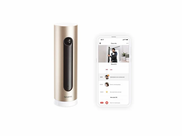 Netatmo slimme binnencamera met muurbevestiging, wifi, bewegingsdetectie, nachtzicht, fhd 1080p - afbeelding 1 van  4