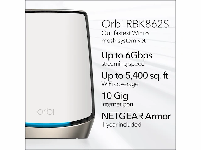 Netgear orbi rbk862s mesh wifi wifi versterker wifi 6 6000 mbps tri-band 2-pack wit - afbeelding 2 van  4