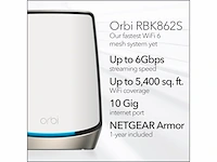 Netgear orbi rbk862s mesh wifi wifi versterker wifi 6 6000 mbps tri-band 2-pack wit - afbeelding 2 van  4