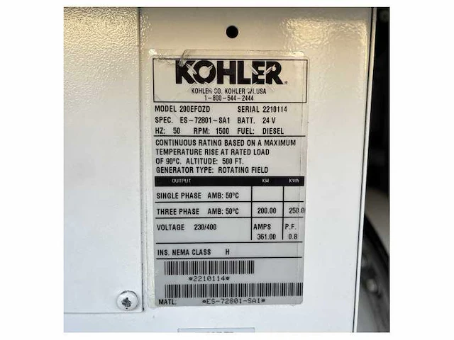 New kohler 200 kw marine diesel generator 1500 rpm | 50 hz | 250 kva - afbeelding 4 van  9