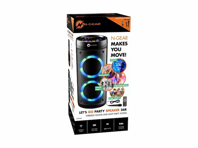 Ngear lpg26r let's go party bluetooth luidspreker met karaokemicrofoon zwart - afbeelding 4 van  4