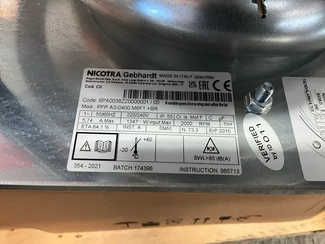 Nicotra gebhardt pfp a3-0400 m6f1+br rvs afzuig ventilator (4x) - afbeelding 7 van  8