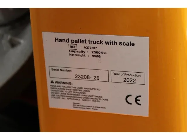 Nieuwe palletwagen met weegschaal manutan, maximaal 2300 kg. productiejaar 2022. - afbeelding 4 van  4