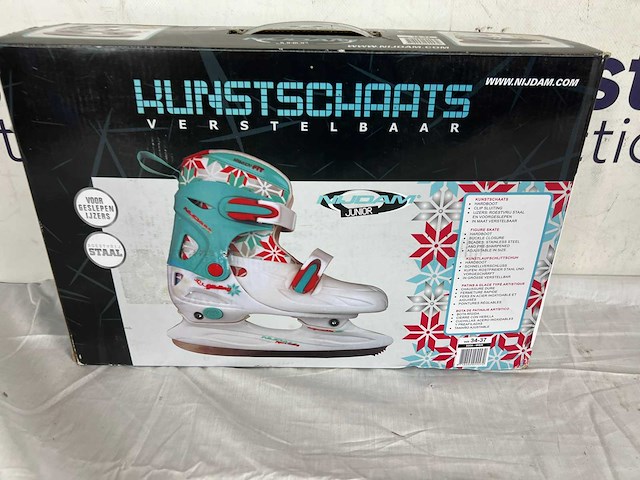 Nijdam kunstschaats - verstelbaar - hardboot - wit/blauw - maat 34-37 - afbeelding 2 van  2