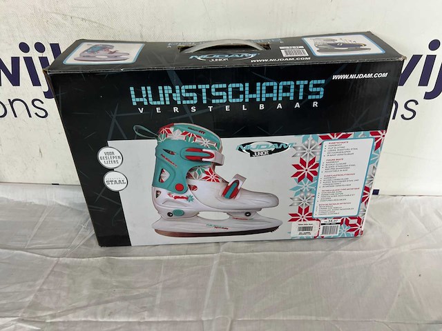 Nijdam kunstschaats - verstelbaar - hardboot - wit/blauw - maat 34-37 - afbeelding 2 van  2