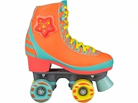 Nijdam rolschaatsen led star zebra fluororanje/lichtblauw/geel 33/34 - afbeelding 1 van  5