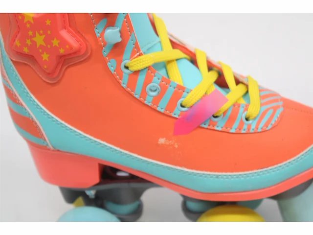 Nijdam rolschaatsen led star zebra fluororanje/lichtblauw/geel 33/34 - afbeelding 5 van  5