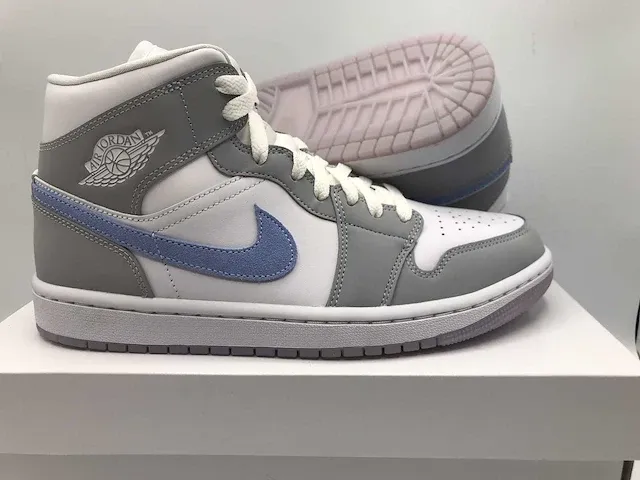 Nike air jordan 1 mid white/aluminium-wolf grey sneakers 41 - afbeelding 1 van  2