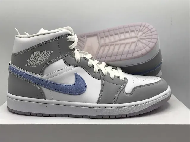Nike air jordan 1 mid white/aluminium-wolf grey sneakers 44.5 - afbeelding 1 van  2