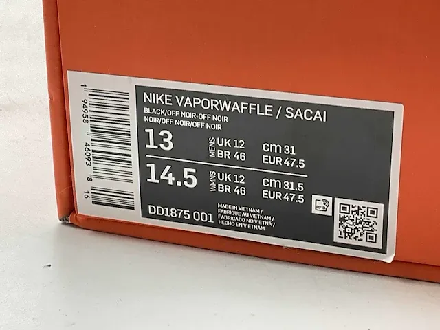 Nike vaporwaffle sacai black gum sneakers 47 1/2 - afbeelding 2 van  2