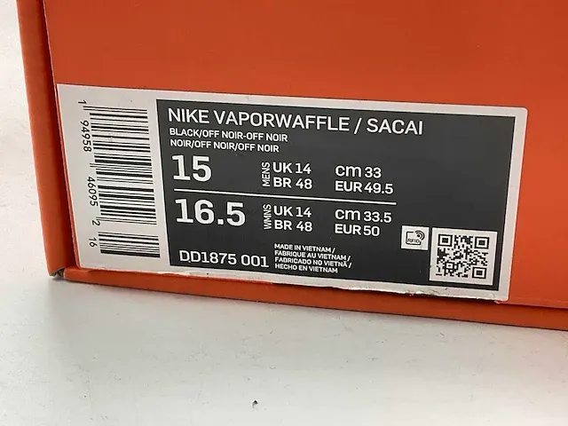 Nike vaporwaffle sacai black gum sneakers 49 1/2 - afbeelding 2 van  2