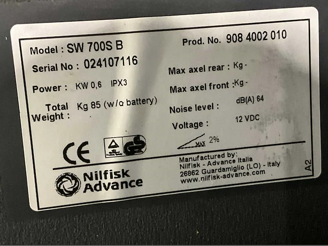 Nilfisk - sw700 s - achterloop veegmachine - afbeelding 10 van  10