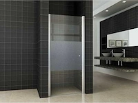 Nisdeur links 90x200 cm nano helder glas met melkglas middenband/chroom - afbeelding 1 van  3