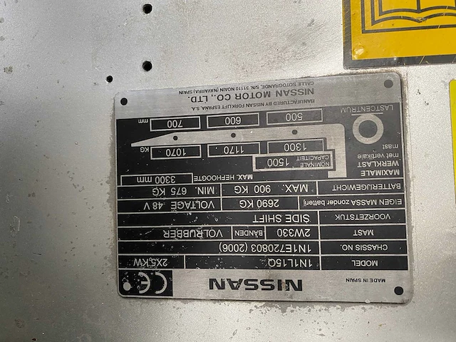 Nissan - 2006 - 1 n 1 l 15 q - vorkheftruck - afbeelding 5 van  13