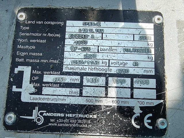 Nissan - 2008 - g1n1l180 - vorkheftruck - afbeelding 2 van  27