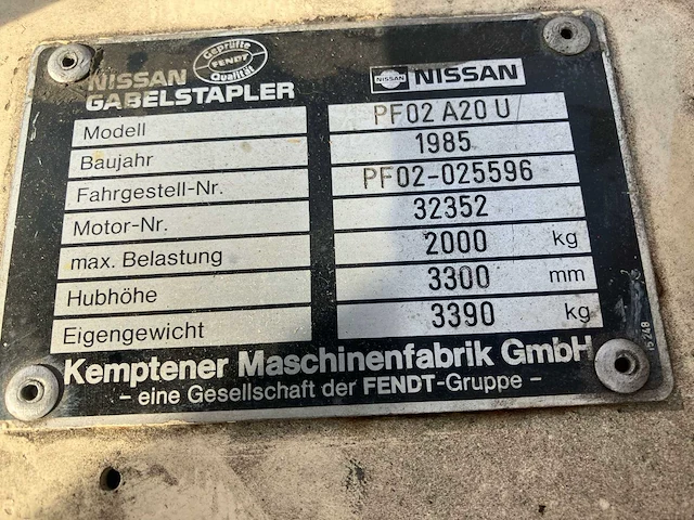Nissan - pf20 a20 u - vorkheftruck - afbeelding 9 van  9