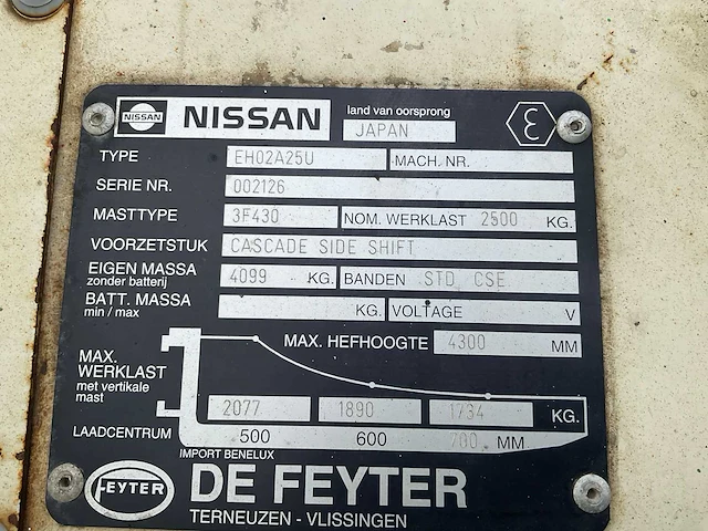 Nissan eh2a25u vorkheftruck - afbeelding 5 van  15