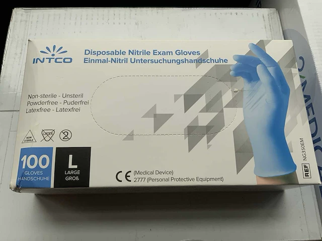 Nitrile onderzoekshandschoenen poedervrij (l) intco/24medical (16x) - afbeelding 2 van  11