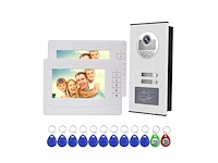 Nn99 video intercom deurbel systeemkit 7 inchkleurenschermen rfid voor thuis / 2 flats irnachtzicht max 100 meter - afbeelding 1 van  3
