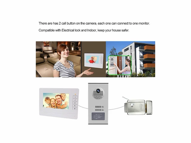 Nn99 video intercom deurbel systeemkit 7 inchkleurenschermen rfid voor thuis / 2 flats irnachtzicht max 100 meter - afbeelding 3 van  3