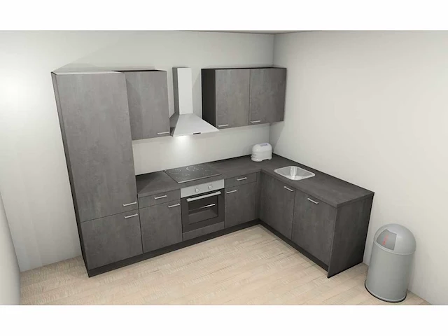 Nobilia laser decor zwart beton hoek keuken - afbeelding 12 van  16