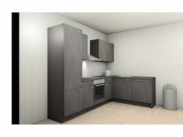 Nobilia laser decor zwart beton hoek keuken - afbeelding 3 van  16