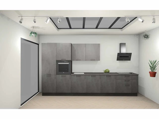 Nobilia laser decor zwart beton rechte opstelling - afbeelding 1 van  22