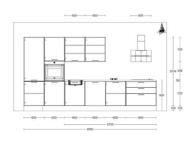 Nobilia laser decor zwart beton rechte opstelling - afbeelding 14 van  22