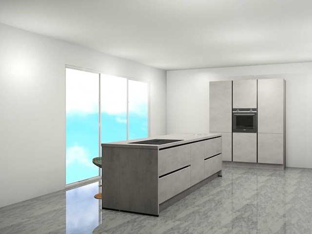 Nobilia riva beton grijs eilandkeuken met kastenwand - afbeelding 1 van  18