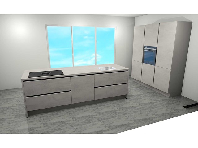 Nobilia riva beton grijs eilandkeuken met kastenwand - afbeelding 12 van  18