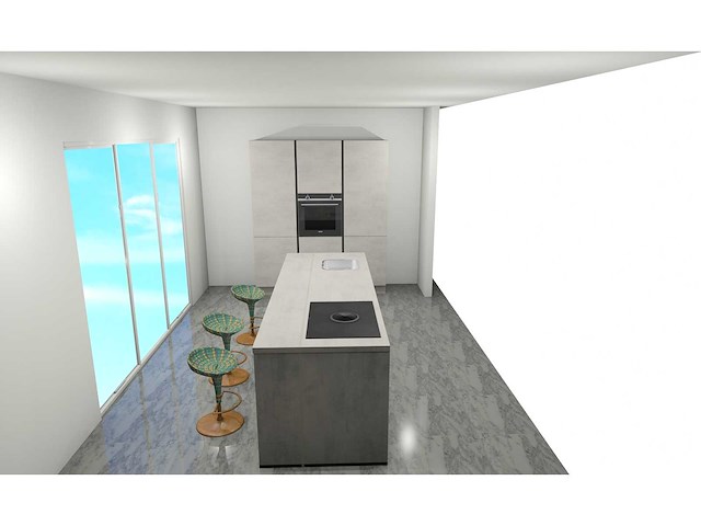 Nobilia riva beton grijs eilandkeuken met kastenwand - afbeelding 13 van  18